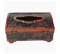 Gathukila Boîte à mouchoirs en bois avec motif bague en cuivre rétro - Rouge rétro