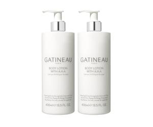 Gatineau - AHA Lot de 2 flacons de lotion pour le corps, crème hydratante pour peaux sèches au beurre de karité (400 ml)