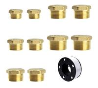 Gativs 10 Pièces Bouchon Laiton Brut 1/8 1/4 3/8 1/2 3/4 Pouces, bouchon en laiton, Bouchon Hexagonal en Laiton, Capuchon Fileté en Laiton, pour Robinets, Plomberie, Conduites de Gaz