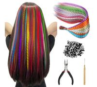 Gativs 50 Pièces Kit D’Extensions de Cheveux Synthétiques 13 Couleurs Extensions Plumes Synthétiques Extension de Cheveux Colorés Accessoires Cheveux Fille Femmes pour Party Festival Cosplay