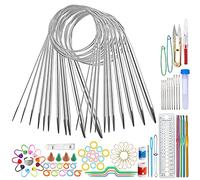 Gativs Aiguilles Circulaires Tricot 11 Pièces 80cm Aiguille Circulaire en Acier Inoxydable Aiguille à Tricoter Kit Aiguilles Circulaires avec D'accessoires pour Outils à Tricoter en Boîte