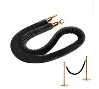 Gativs Velours Corde de Barrières 1,5m Barrière Corde Cordon Séparation Diviseur de Files D'attente Noir avec Or Crochets pour Hôtel Événements Théâtres Bâtiments Publics Contrôle des Foules