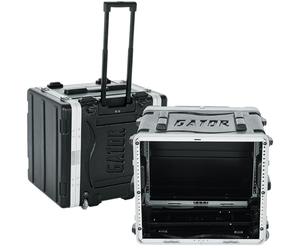 Gator Cases Coffret léger roulant 8U avec loquets robustes, poignée de remorquage rétractable et roues encastrées; profondeur standard de 19,25" (GRR-8L)