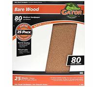 Gator Finishing 4228 Lot de 25 feuilles abrasives en bois nu grain 80 22,9 x 27,9 cm