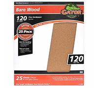 Gator Finition 4226 Grain 120 Bare Wood Feuilles abrasives (lot de 25), 22,9 x 27,9 cm