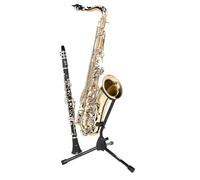 Gator Frameworks GFW-BNO-SAXFLU Support de base rond lesté droit pour saxophones alto et ténor avec fixation pour clarinette et flûte Noir