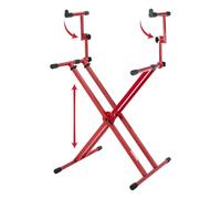 Gator Frameworks GFW-KEY-5100XRED Support de clavier à deux étages avec cadre en X Finition rouge vif