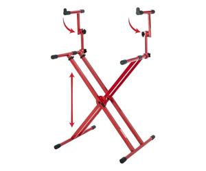 Gator Frameworks GFW-KEY-5100XRED Support de clavier à deux étages avec cadre en X Finition rouge vif
