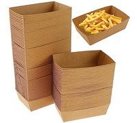 Gatphy 100Pcs Barquettes en Carton Barquette Frites Jetable Carton Assiette Brune en Carton Papier Recyclable Plateau pour Collations Frites Salade Sushis Gâteau(13x8x4cm)