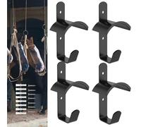 Gatphy Lot de 4 supports de bridon en métal pour cheval avec crochets et vis, support pour écurie, chambre de selle, rangement pour écurie