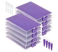 Gatphy Lot de 8 accessoires de peinture diamant - 16 x 12 x 7,5 cm - En plastique transparent - Avec cuillère - Pinceau - Peinture diamant - Bricolage - Pour débutants, amateurs, familles - Violet
