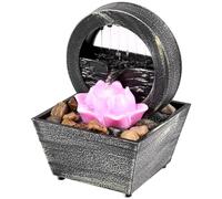 Gatphy Petite Fontaine d'Intérieur Zen Fontaine de Table avec Jardin Zen Lumière LED Petite Fontaine Décorative d'Intérieur Bureau Table pour Zen Méditation Détente Fortune Attraction Pot (C)
