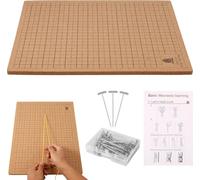 Gatphy Planche Macrame 40x30cm Planche en Liège Macramé avec Métrique Impérial Grille et 50 x T Goupilles pour Fixer Tissage sous-Verres Sracelets Tapisserie