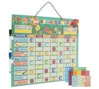 Gatphy Tableau de récompense magnétique pour enfants - Planificateur de routine - Vert - 15 plaquettes d'action - 140 plaquettes de récompense - 2 stylos - Aide à l'indépendance des enfants