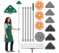 Gatphy Vadrouille de Nettoyage de Sol 45-219cm Télescopique Vadrouille de Nettoyage Rotative à 360° avec 9 Housse en Tissu Microfibre Triangulaire Ronde Amovible pour Mural Sol Fenêtre Plafond