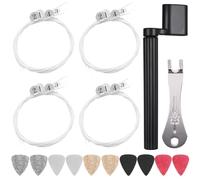 GATSUZG 4 Sets Cordes d'Ukulélé en Nylon, Cordes d'Ukulélé Universelles de Remplacement (Blanc) pour Ukulélé Soprano, Concert, et Ténor de 21/23/26 pouces, avec Pics en Feutre, Remontoir, Extracteur