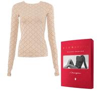 Gatta Chemisier pour femme Seamless Monogram - créé par MACIEJ ZIEŃ, collection POEM, manches longues, motif géométrique, doux et élastique, avec passe-pouces (Poudre, S)