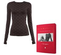Gatta Chemisier pour femme Seamless Monogram - créé par MACIEJ ZIEŃ, collection POEM, manches longues, motif géométrique, doux et élastique, avec passe-pouces (Mocha, M)