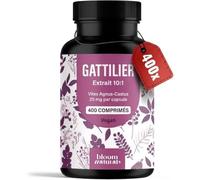 Gattilier (Vitex Agnus-Castus) - 400 Comprimés - Plus d'1 An d'Approvisionnement - Extrait 10:1 de Gattilier 20 mg - Vegan