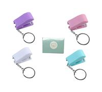 Gatuida 1 ensemble Agrafeuse Mini Portable avec Anneau pour Clés Outil de Reliure Pratique pour Bureau de Couleurs Vert Rose Blanc