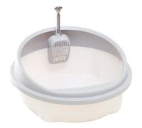 Gatuida 1 Ensemble bac à litière pour Chat Scoop dissuasif Pipi Friandises Recharge bac litiere bac litière Toilette pour Chat Semi-fermée Toilette litière Chaton Plastique Light Grey