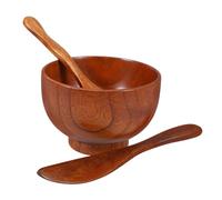 Gatuida 1 Ensemble Ensemble De Bol De Masque à Trois Pièces Outils De Soin Du Visage Spatule De Mélange De Masque Outil Applicateur De Masque Bols à Mélanger Pour Masque Brun En Bois