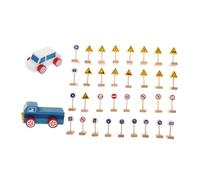 Gatuida 1 Ensemble Jouets Bois pour Enseignement Sécurité Routière pour Éducation Précoce des Garçon Fille Signaux de Circulation des Routes Jeu Éducatif Hêtre avec