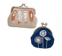 Gatuida 1 Ensemble Portefeuille De Monnaie Débutants Broderie Aiguille Modèle Point Trousses Sac à Main Dames Floral Laine Tissu Kit Sashiko Cadre De Fermoir Porte-Monnaie Petit Sac à Main