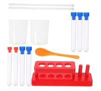Gatuida 1 Ensemble Set Accessoires de Science pour Garçon Fille Support de Tubes à Essai Éprouvettes Transparentes Gobelets Mesureurs Cuillère de Prélèvement et Baguettes de Mélange pour