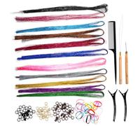 Gatuida 1 ensemble Set de Mèches de Cheveux Pailletées Extensions de Cheveux Tinsel avec Outils et Manuel Utilisation pour Style Éblouissant