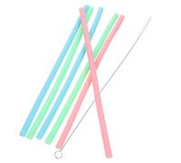 Gatuida 1 ensemble Set de Pailles Silicone Réutilisables avec Brosse de Nettoyage Accessoires pour Mug Design Attrayant pour Bubble Tea et Boissons