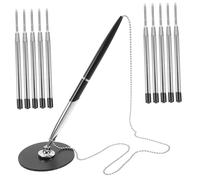 Gatuida 1 Ensemble Stylo de Bureau Rotatif avec Chaîne Accessoire de Signature pour Bureau Banque et Noir Recharges Couleur Aléatoire