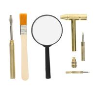 Gatuida 1 kit d'outils de creusement de dinosaures pour enfants, outils d'excavation archéologique, kit de creusement de fossiles de dinosaures avec mini marteau, burin, brosse loupe pour pierres