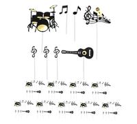 Gatuida 10 Ensembles Décorations Gâteau Musique Noires Toppers Guitare et Notes Musicales pour Anniversaire Cake Picks Élégants pour Fête Rock et Thème Musical