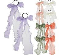 Gatuida 10 pièces Bow Hair Ties For And Women Elastic Long Ponytail Holders With Large Lace Bows Hair Ropes For Children And