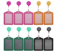 Gatuida 10 pièces Porte-badge Vertical en Similicuir PU pour Carte d'Identité Pochette avec Fenêtre Transparente Lot de Couleurs Variées avec Porte-badge à Bobine Couleur Aléatoire