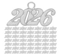 Gatuida 100 breloques Nouvel An 2026 pour la création de bracelets, ornements de Noël, chiffres, chevalières, décorations de pompons de remise de diplômes, chapeaux et autres bijoux en argent