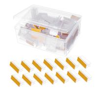 Gatuida 100 pièces Clips Porte Étiquettes Adhésifs Acrylique Supports Transparants pour Affichage de Prix Noms et Cartes Publicitaires Table Présentoirs Polyvalents pour Bureau Magasin et