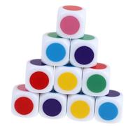 Gatuida 10pièces Dés Imprimés Couleur Dés De Comptage à Six Faces Jouet Éducatif Interactif pour Garçon Fille
