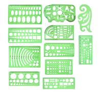 Gatuida 11 Pièces Kit de Règles Géométriques en Plastique pour Dessin D'architecture, Gabarits Pratiques pour Mesure, Design Simple, Adapté au Bricolage et Usage Scolaire