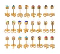 Gatuida 12 Paires de Boucles D’Oreilles à Clous 18K Or Cristaux 4 MM Bijoux Simples et Légers pour Femmes et Hommes Compatibles Piercing Présent Élégant Quotidien