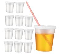 Gatuida 12 Pièces Gobelets à Peinture Déversement avec Couvercles Petits Pots Blancs de Tasses pour Peinture Garçon Fille et Artistes Rangement Compact et pour Projets Artistiques