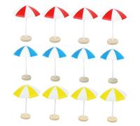 Gatuida 12 pièces Parapluies de Plage Miniatures Décoratifs pour Maison de Poupée Parasol Solide Rouge Bleu Jaune pour Scène Bord de Mer Accessoire Léger et Réaliste