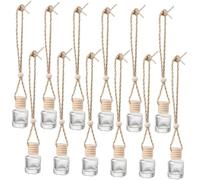 Gatuida 12 pièces Small Transparent Glass Perfume Bottles With Wooden Caps Hanging Aroma Diffuser For Car Decoration