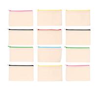 Gatuida 12 pièces Trousse à Crayons Toile Pochette Zippée Pratique pour Voyage et Rangement Scolaire pour Artisanat et Organisation Couleur Aléatoire Couleur Aléatoire