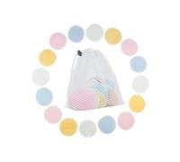 Gatuida 16 pièces Disques Démaquillants Lavables Fibre Végétale Double Face Réutilisables pour Visage Maquillage et Nettoyage des Ongles avec Sac de Lavage Couleurs Assorties Bleu Rose