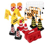Gatuida 18pièces Panneaux De Signalisation Routière Panneaux De Chantier Barrages Routiers Miniatures pour Jeux Et Éducation