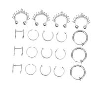 Gatuida 19 pièces Nez Fantaisie Acier Inoxydable Bijoux de Nez Sans Piercing pour Femmes Accessoire Élégant et Confortable