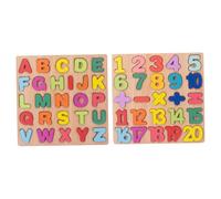 Gatuida 2 Ensembles Puzzle Éducatif Bois Lettres et Chiffres pour Garçon Fille Jeu Éveil Coloré Sûr et Lisse Développement Coordination Main-œil pour Tout-Petits Garçons Filles