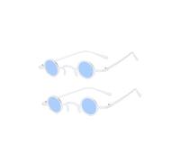 Gatuida 2 Paires de Soleil Rétro pour Hommes et Femmes Accessoires de Fête Amusants avec Monture Blanche et Motif Bleu pour Look Steampunk et Hippie